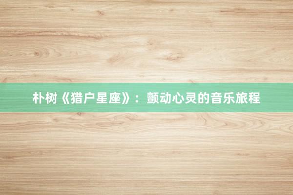 朴树《猎户星座》：颤动心灵的音乐旅程