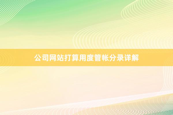 公司网站打算用度管帐分录详解